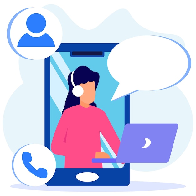 Personnage de dessin animé graphique de vecteur d'illustration des services à la clientèle