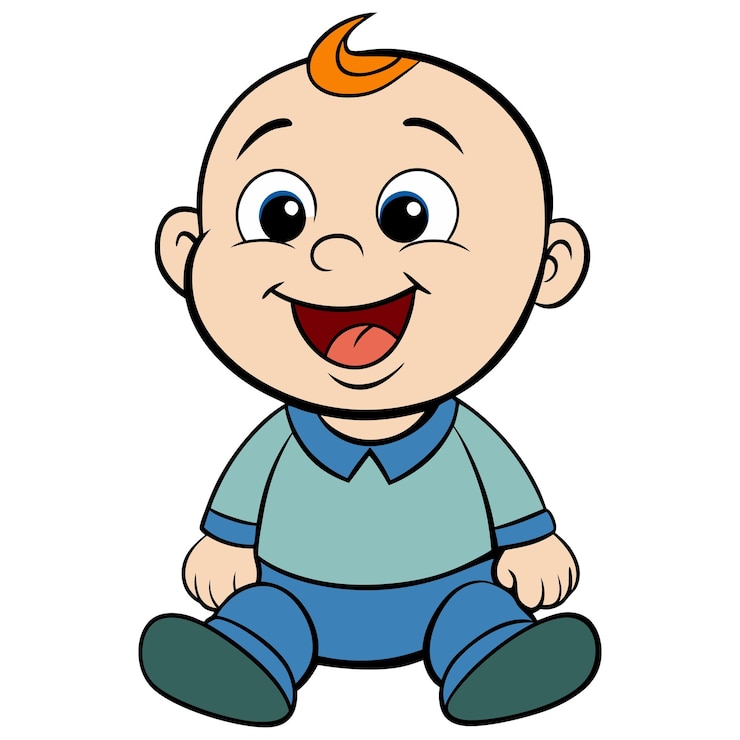 Vecteur un personnage de dessin animé heureux et souriant.