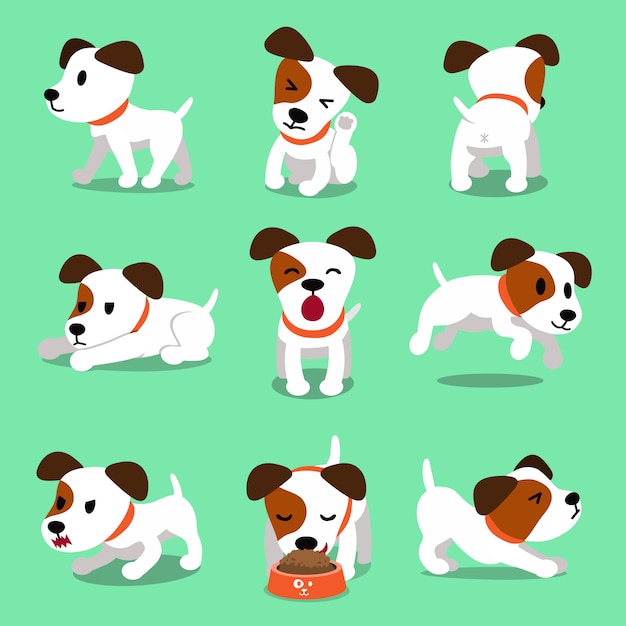 Personnage de dessin animé jack russell terrier chien pose