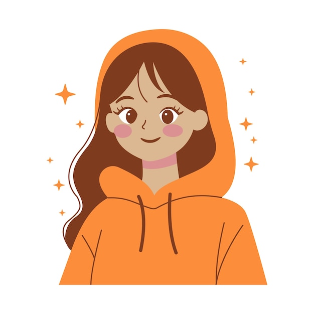 Un personnage de dessin animé d'une jolie fille souriante portant des vêtements chauds