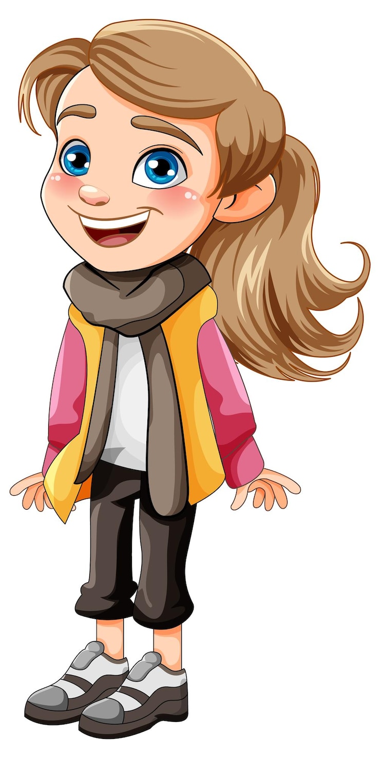 Vecteur personnage de dessin animé de jolie fille