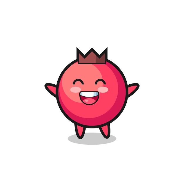 Personnage de dessin animé joyeux bébé canneberge, design de style mignon pour t-shirt, autocollant, élément de logo
