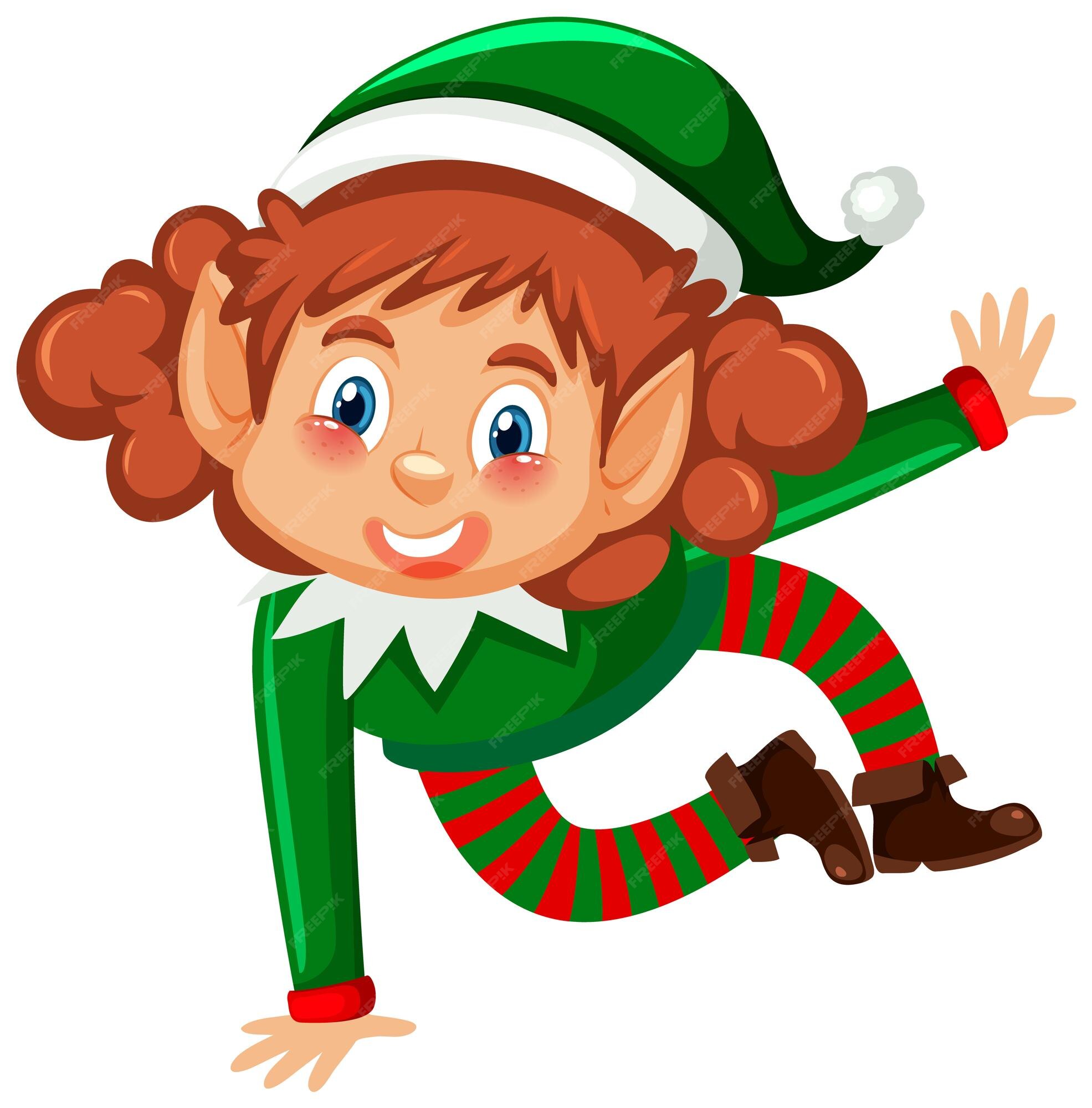 Personnage De Dessin Animé De Lutin De Noël Vecteur Premium