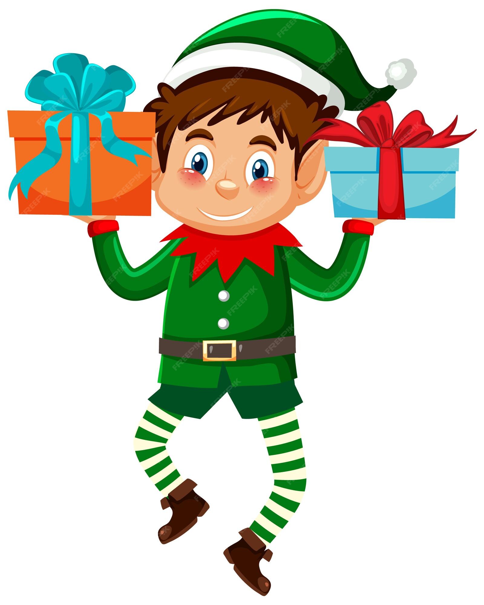 Personnage De Dessin Animé De Lutin De Noël Vecteur Premium