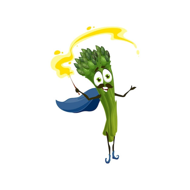 Personnage de dessin animé magicien asperge légumes magiques