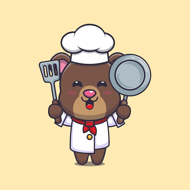 personnage de dessin animé de mascotte de chef ours mignon