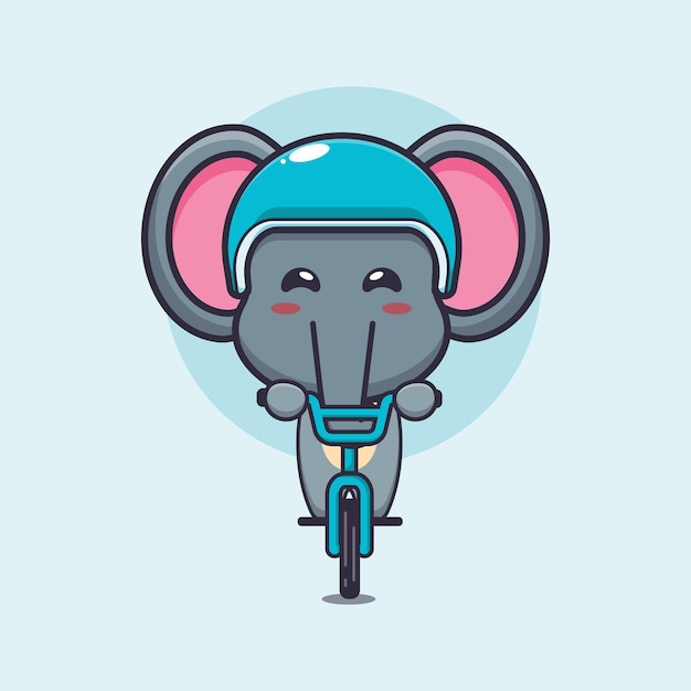 Personnage De Dessin Animé De Mascotte D'éléphant Mignon à Vélo