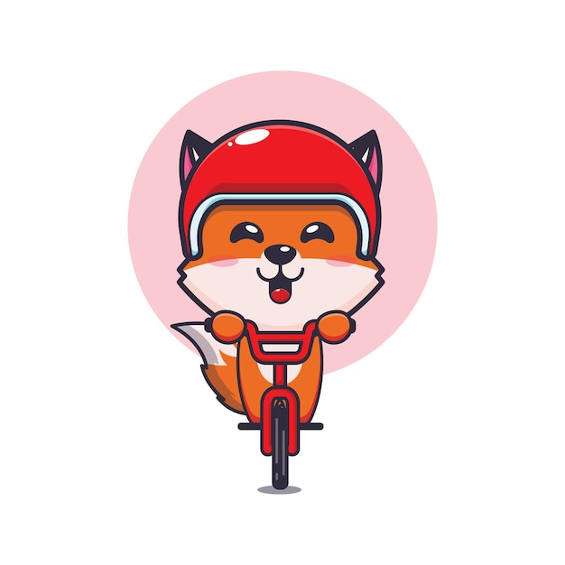 Personnage De Dessin Animé De Mascotte De Renard Mignon à Vélo