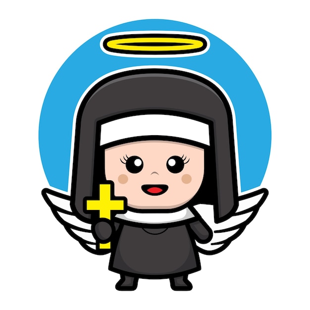 Personnage de dessin animé mignon ange nonne