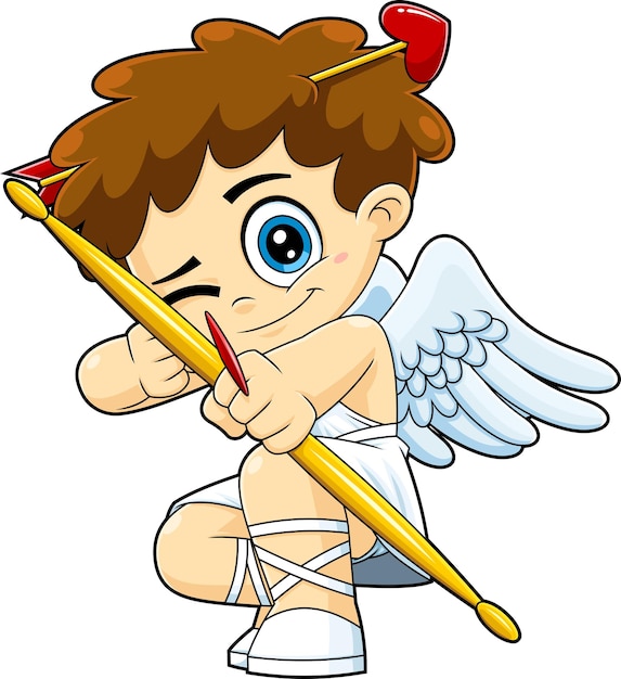 Un Ensemble De Personnages De Dessins Animés De Cupidon Tire Une Flèche,  Élément D'amour Pour La Saint-valentin, Ailes De Cupidon, Arc, Cylindre De  Flèche, Flèche De Broderie Coeur, Flèche En Forme De