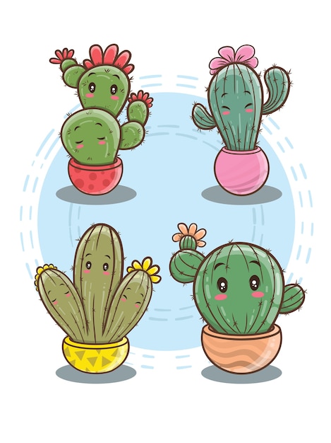 Vecteur personnage de dessin animé mignon cactus