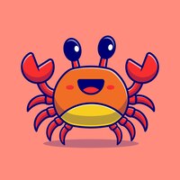 Personnage de dessin animé mignon de crabe. nature animale isolée.
