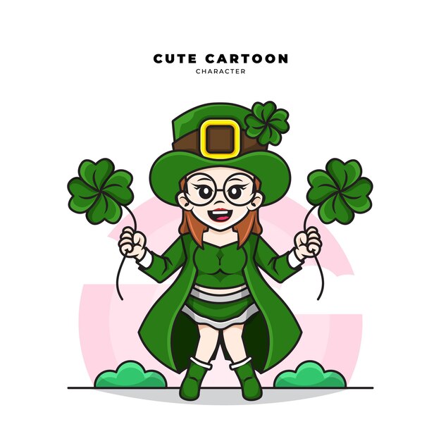 Personnage De Dessin Animé Mignon Du Concept De Jour De Fille De Lutin St Patrick