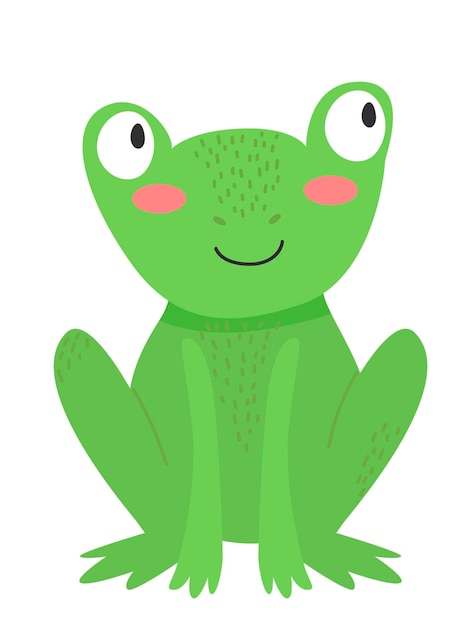 Personnage De Dessin Animé Mignon Grenouille Verte Isolé Sur Fond Blanc