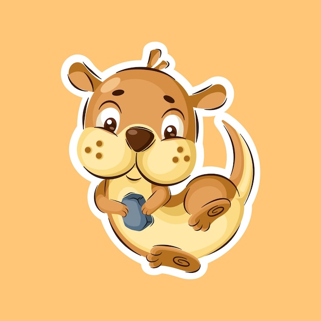 Personnage de dessin animé mignon loutre dans le style d'autocollant Atout graphique vectoriel Premium