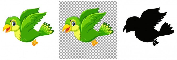 Vecteur personnage de dessin animé mignon oiseau vert