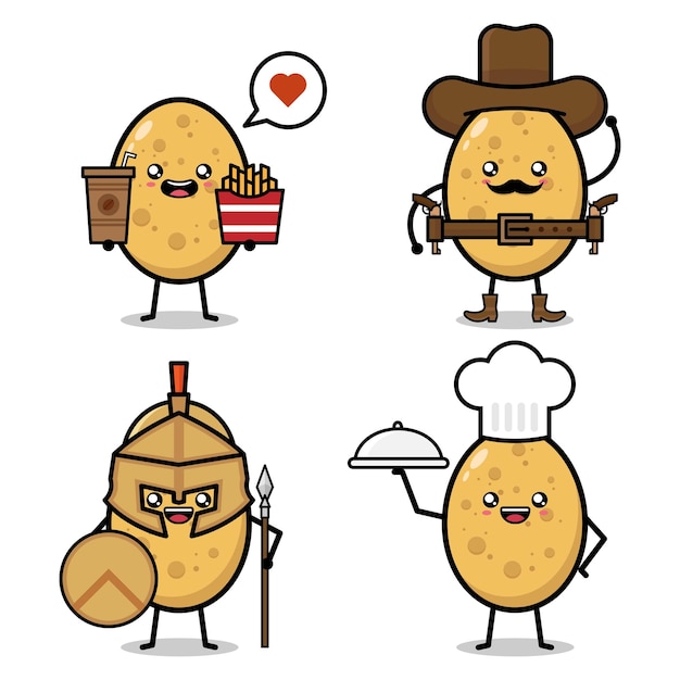 Vecteur personnage de dessin animé mignon de pomme de terre