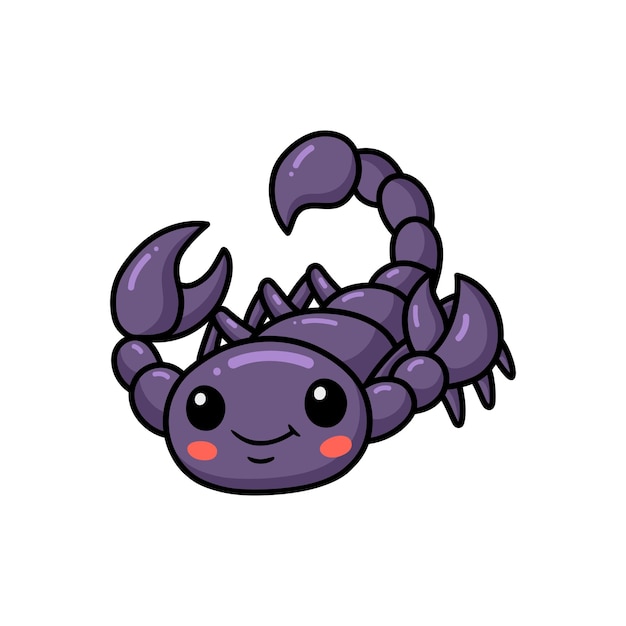 Vecteur personnage de dessin animé mignon scorpion violet