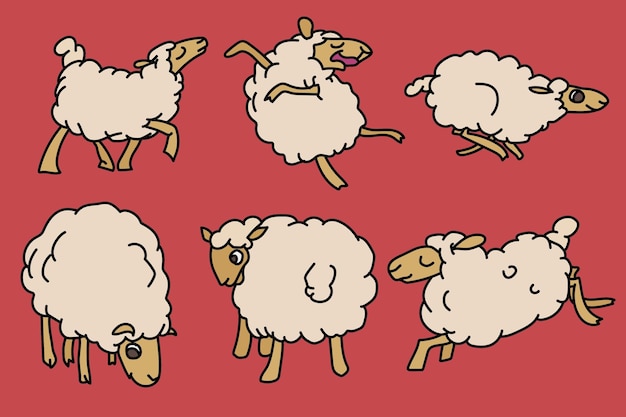 Vecteur un personnage de dessin animé de moutons mignon