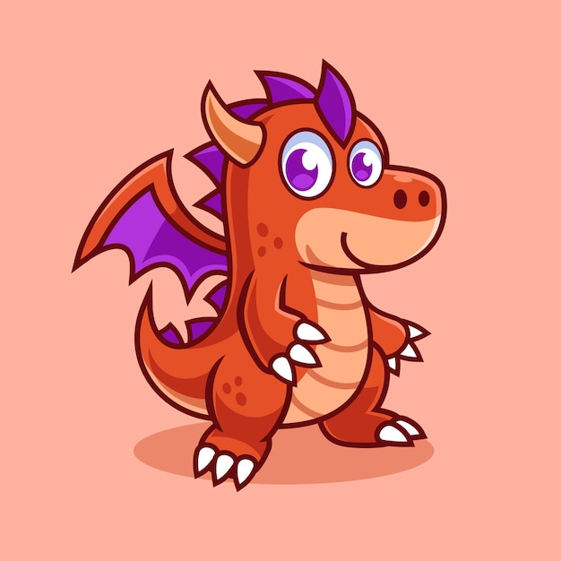 Vecteur personnage de dessin animé orange purple dragon