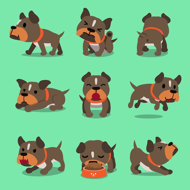 Personnage De Dessin Animé Pit Bull Terrier Chien Pose