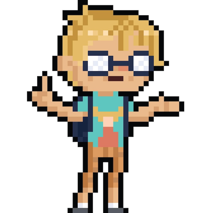 Vecteur un personnage de dessin animé de pixel art qui parle.