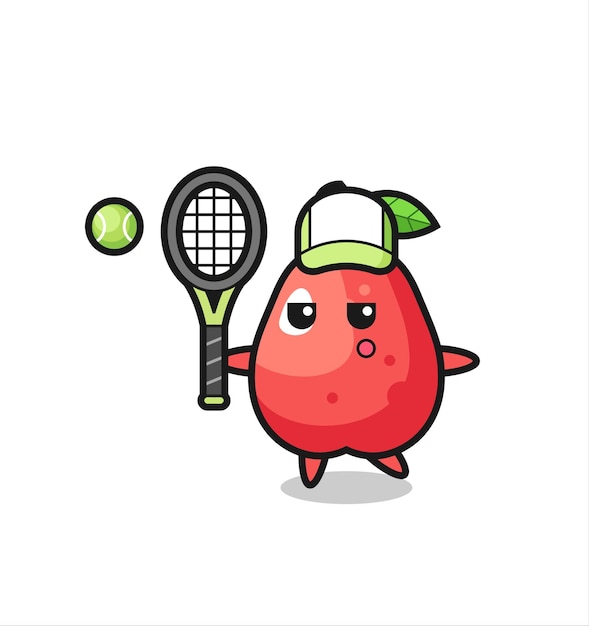 Personnage De Dessin Animé De Pomme D'eau En Tant Que Joueur De Tennis