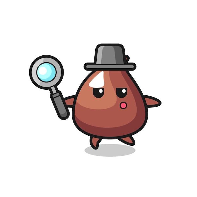 Personnage De Dessin Animé De Puce De Choco Recherchant Avec Une Loupe