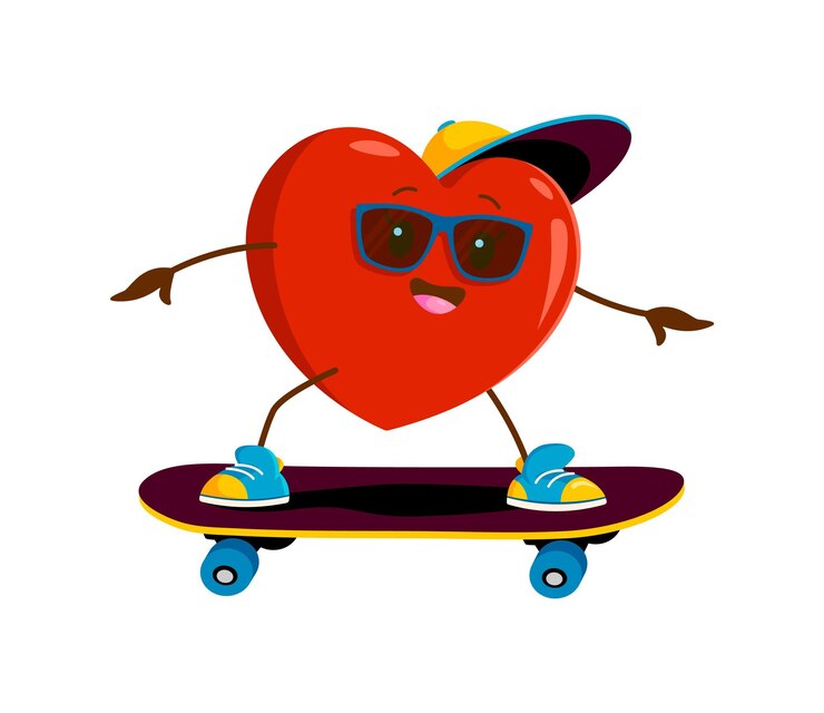 Vecteur un personnage de dessin animé qui fait du skateboard.
