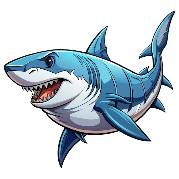 Vecteur personnage de dessin animé de requin dessin d'illustration d'animal isolé