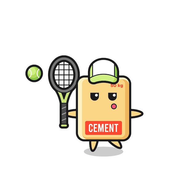 Personnage De Dessin Animé De Sac De Ciment En Tant Que Design Mignon De Joueur De Tennis