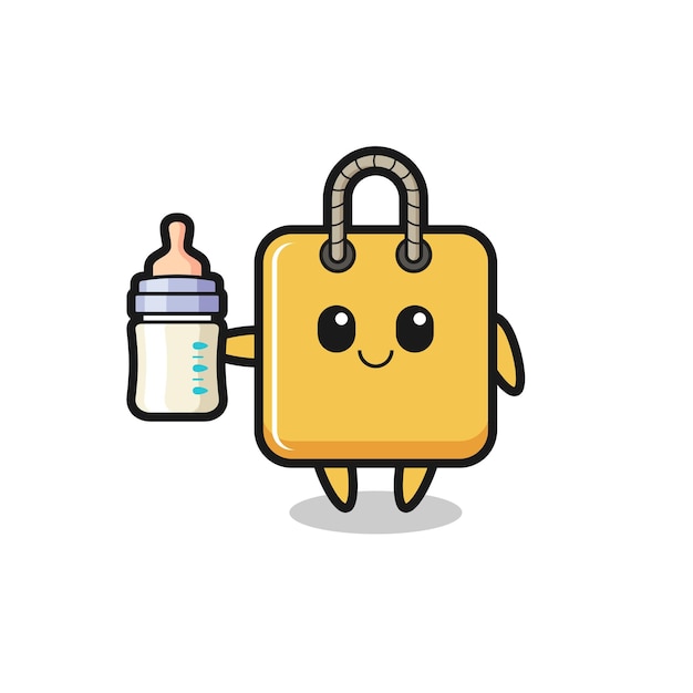 Personnage De Dessin Animé De Sac à Provisions Pour Bébé Avec Bouteille De Lait