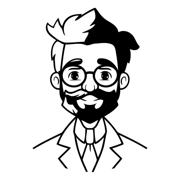 Vecteur personnage de dessin animé scientifique homme illustration vectorielle d'un scientifique avec une barbe