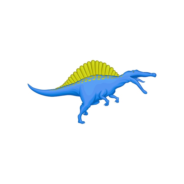 Personnage De Dessin Animé De Spinosaurus Animal Préhistorique Dinosaure Bleu Géant Avec Des épines Vertes Sur Le Dos élément Vectoriel Plat Pour Jeu Mobile Ou Encyclopédie Pour Enfants