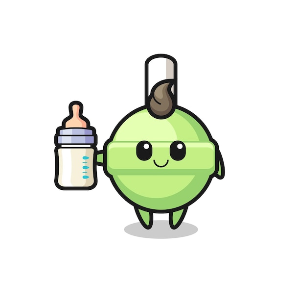 Personnage De Dessin Animé De Sucette Bébé Avec Bouteille De Lait