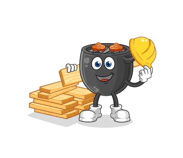 Personnage de dessin animé de vecteur de constructeur de barbecue