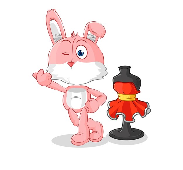 Vecteur personnage de dessin animé de vecteur de créateur de mode lapin rose