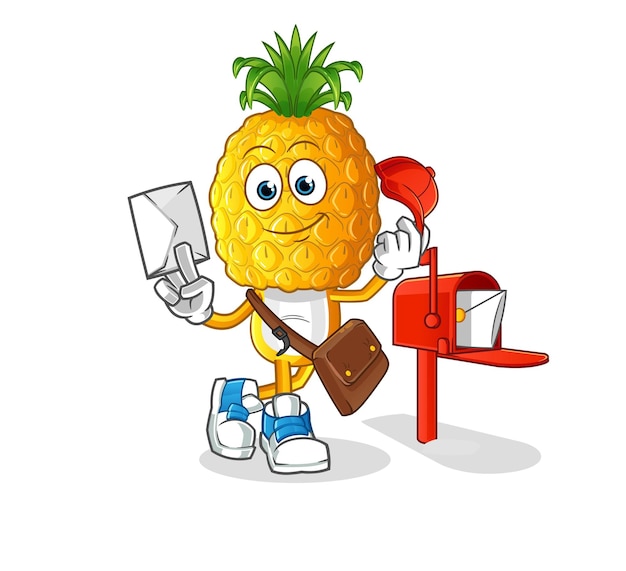 Personnage de dessin animé de vecteur de facteur de dessin animé de tête d'ananas