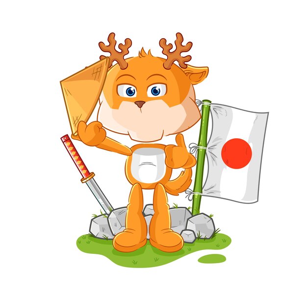 Personnage de dessin animé de vecteur japonais cerf