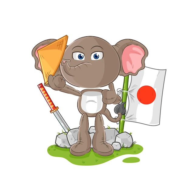 Personnage de dessin animé vecteur japonais éléphant