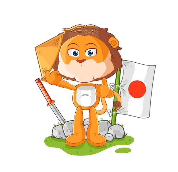 Personnage de dessin animé de vecteur japonais Lion