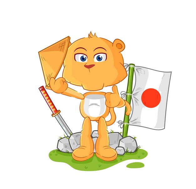 Personnage de dessin animé de vecteur japonais lionne