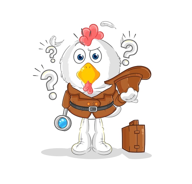 Vecteur personnage de dessin animé vecteur poulet détective