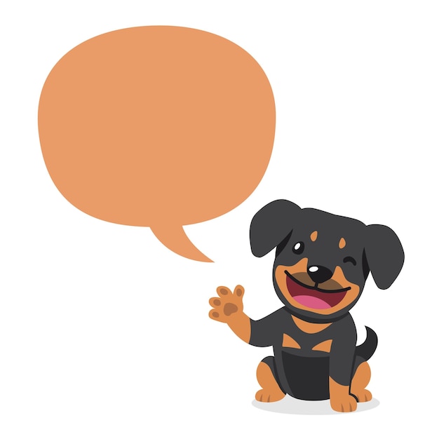 Vecteur personnage de dessin animé vectoriel chien rottweiler avec bulle de parole