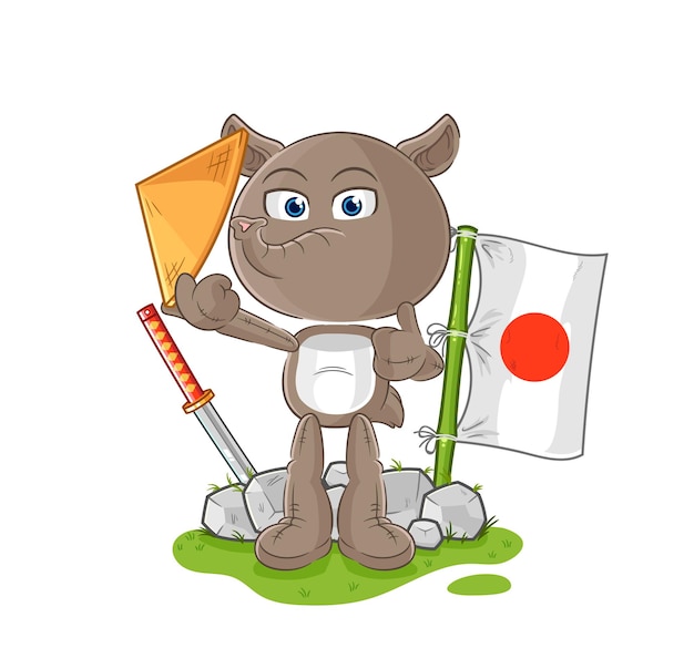 Personnage de dessin animé vectoriel japonais Tapir