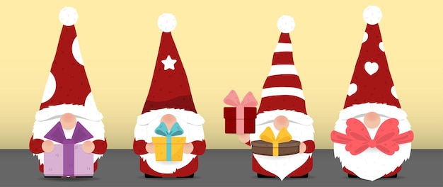 Personnage De Dessin Animé Vectoriel Portant La Tenue Du Père Noël Tenant Une Boîte-cadeau Illustration Pour Noël.