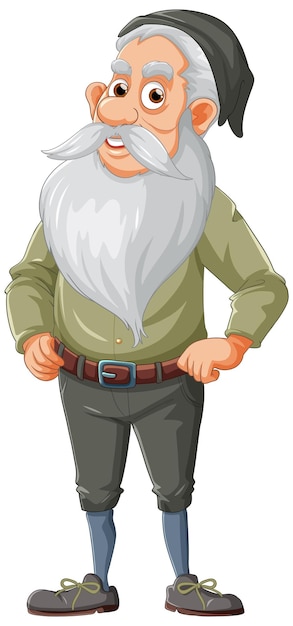 Vecteur personnage de dessin animé de vieil homme avec une longue barbe