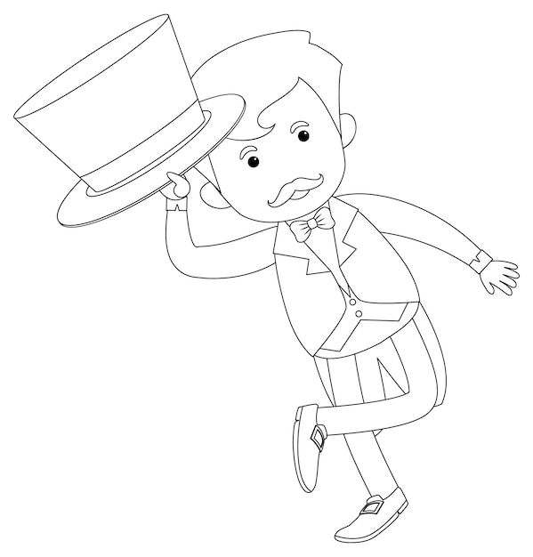 Personnage de doodle noir et blanc de cirque