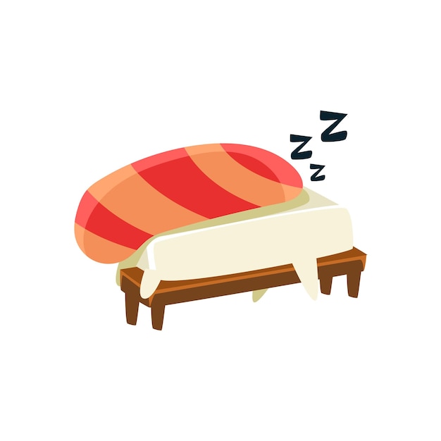 Vecteur personnage drôle de maki sushi endormi