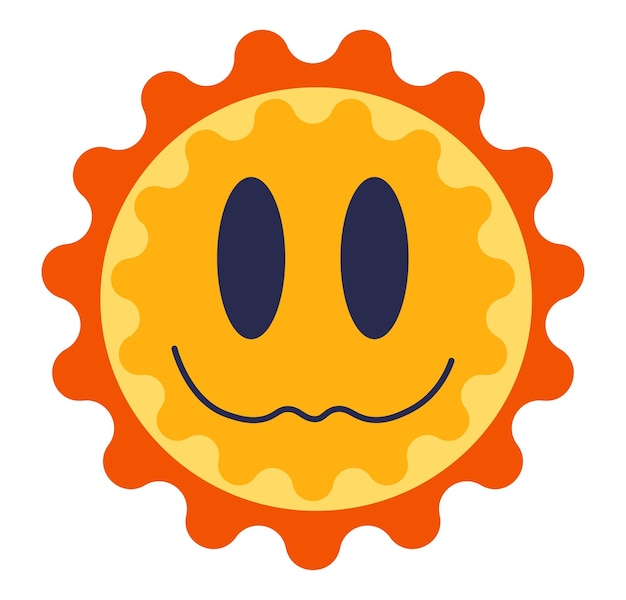 Personnage drôle de soleil avec une expression faciale souriante